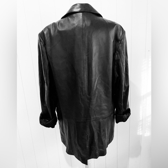 Apt9 Leather Blazer Jacket size 42R Black fully lined 3 button closure - Picture 4 of 16